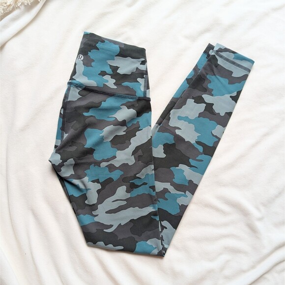 Lululemon Wunder Train High-Rise Tight 28" Heritage 365 Camo Tidewater Teal Mult - Picture 4 of 10